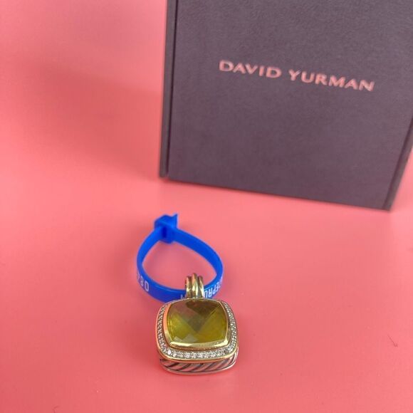 David Yurman 14mm Albion 18k Yellow Gold & 925 Diamond Pendant Enhancer - Picture 1 of 6